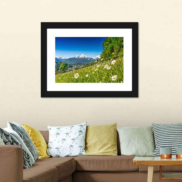 Mountain Landscape In Bavarian Alps Canvas Wall Art-3 Horizontal-Gallery Wrap-25" x 16"-Tiaracle