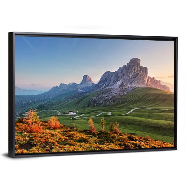 Mountain Landscape With Dolomites Canvas Wall Art-3 Horizontal-Gallery Wrap-25" x 16"-Tiaracle