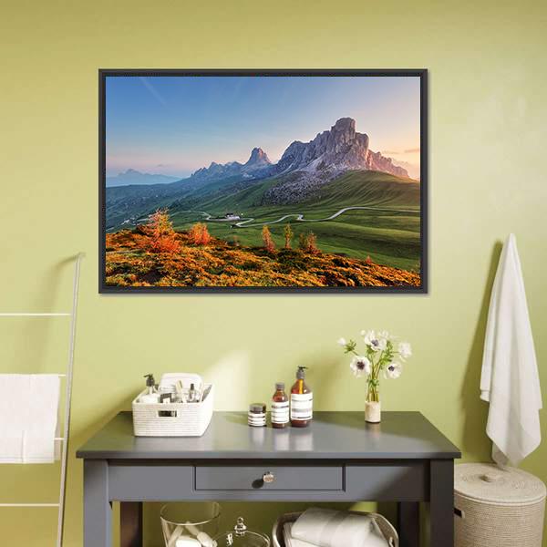Mountain Landscape With Dolomites Canvas Wall Art-3 Horizontal-Gallery Wrap-25" x 16"-Tiaracle