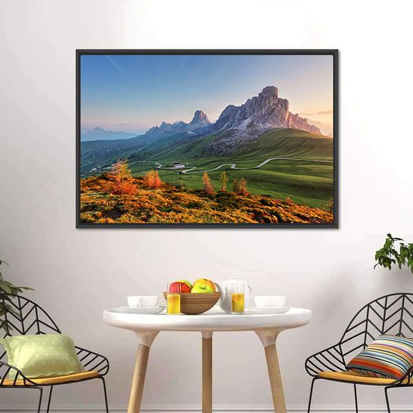 Mountain Landscape With Dolomites Canvas Wall Art-3 Horizontal-Gallery Wrap-25" x 16"-Tiaracle