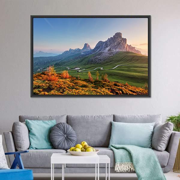 Mountain Landscape With Dolomites Canvas Wall Art-3 Horizontal-Gallery Wrap-25" x 16"-Tiaracle