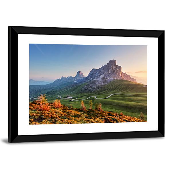 Mountain Landscape With Dolomites Canvas Wall Art-3 Horizontal-Gallery Wrap-25" x 16"-Tiaracle