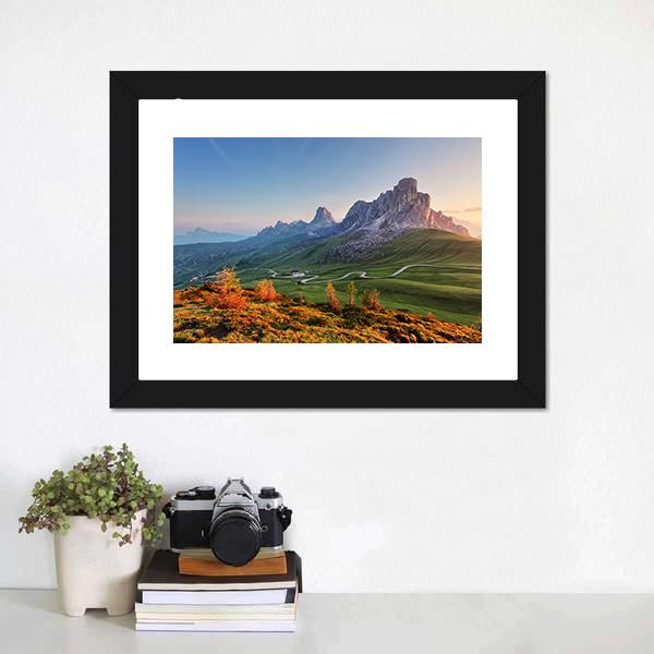 Mountain Landscape With Dolomites Canvas Wall Art-3 Horizontal-Gallery Wrap-25" x 16"-Tiaracle
