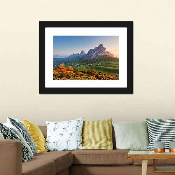 Mountain Landscape With Dolomites Canvas Wall Art-3 Horizontal-Gallery Wrap-25" x 16"-Tiaracle