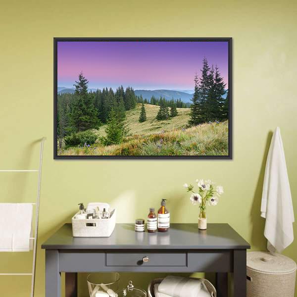 Mountain Morning Canvas Wall Art-5 Horizontal-Gallery Wrap-22" x 12"-Tiaracle