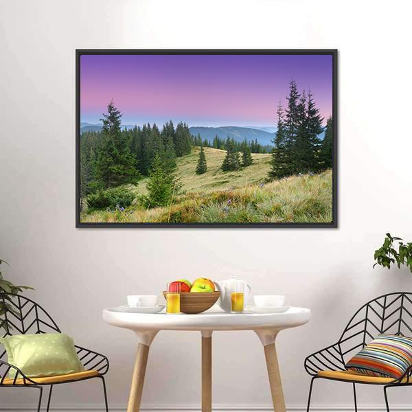Mountain Morning Canvas Wall Art-5 Horizontal-Gallery Wrap-22" x 12"-Tiaracle