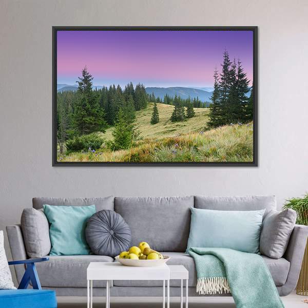 Mountain Morning Canvas Wall Art-5 Horizontal-Gallery Wrap-22" x 12"-Tiaracle