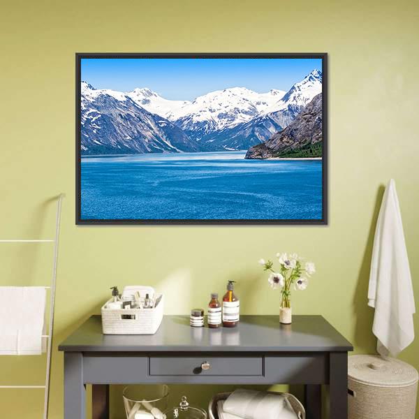 Mountain & Ocean Water Canvas Wall Art-3 Horizontal-Gallery Wrap-25" x 16"-Tiaracle