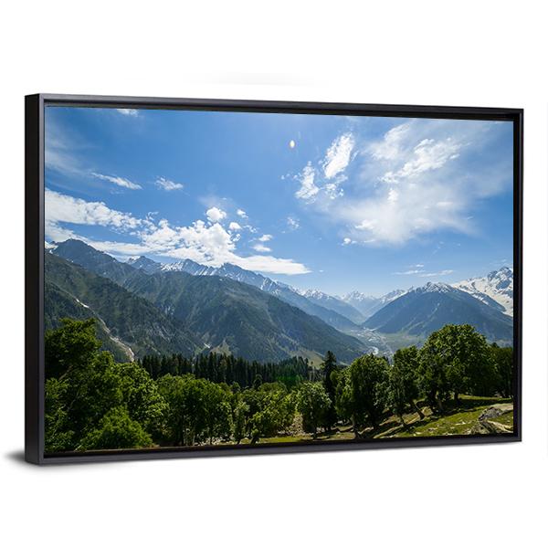 Mountain Range With Forest Canvas Wall Art-3 Horizontal-Gallery Wrap-25" x 16"-Tiaracle