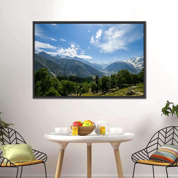 Mountain Range With Forest Canvas Wall Art-3 Horizontal-Gallery Wrap-25" x 16"-Tiaracle