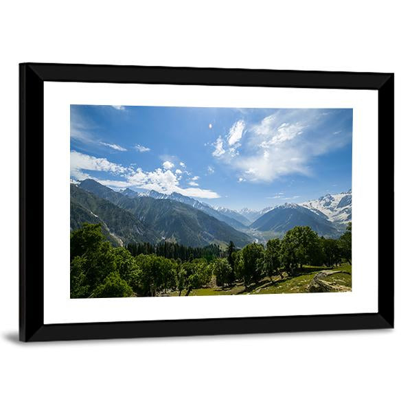 Mountain Range With Forest Canvas Wall Art-3 Horizontal-Gallery Wrap-25" x 16"-Tiaracle