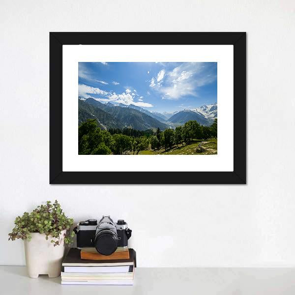 Mountain Range With Forest Canvas Wall Art-3 Horizontal-Gallery Wrap-25" x 16"-Tiaracle