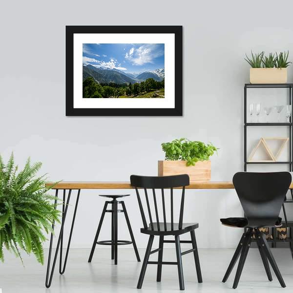 Mountain Range With Forest Canvas Wall Art-3 Horizontal-Gallery Wrap-25" x 16"-Tiaracle