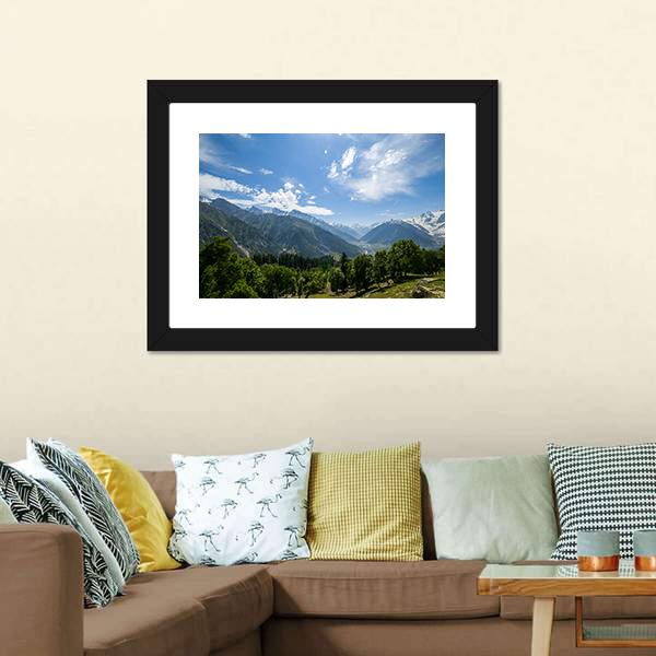 Mountain Range With Forest Canvas Wall Art-3 Horizontal-Gallery Wrap-25" x 16"-Tiaracle