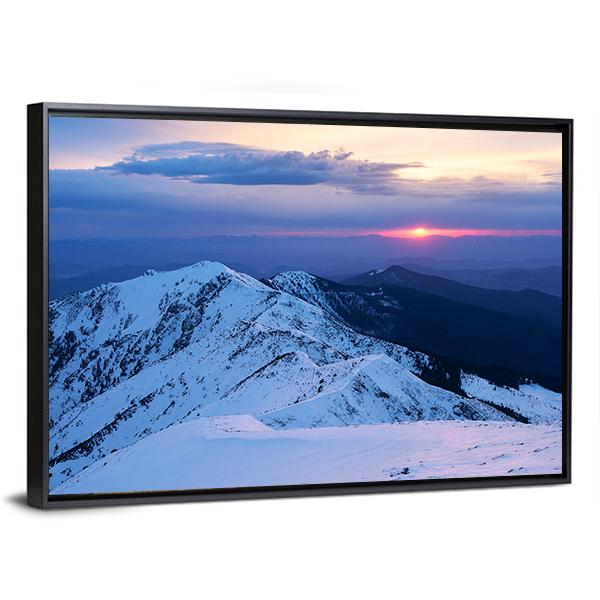 Mountain Ridge In Snow Canvas Wall Art-3 Horizontal-Gallery Wrap-25" x 16"-Tiaracle