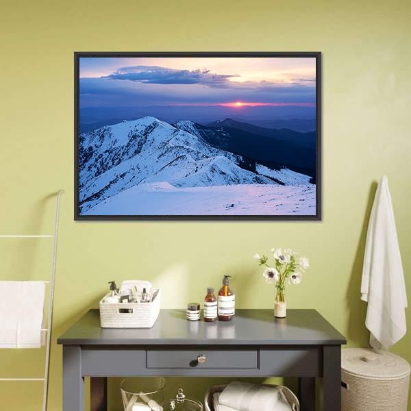 Mountain Ridge In Snow Canvas Wall Art-3 Horizontal-Gallery Wrap-25" x 16"-Tiaracle