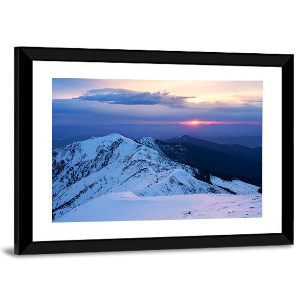 Mountain Ridge In Snow Canvas Wall Art-3 Horizontal-Gallery Wrap-25" x 16"-Tiaracle