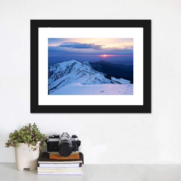 Mountain Ridge In Snow Canvas Wall Art-3 Horizontal-Gallery Wrap-25" x 16"-Tiaracle