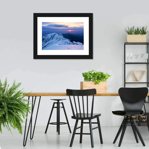 Mountain Ridge In Snow Canvas Wall Art-3 Horizontal-Gallery Wrap-25" x 16"-Tiaracle