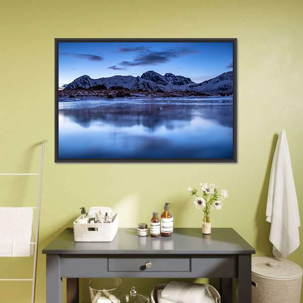 Mountain Ridge & Lake Canvas Wall Art-3 Horizontal-Gallery Wrap-25" x 16"-Tiaracle