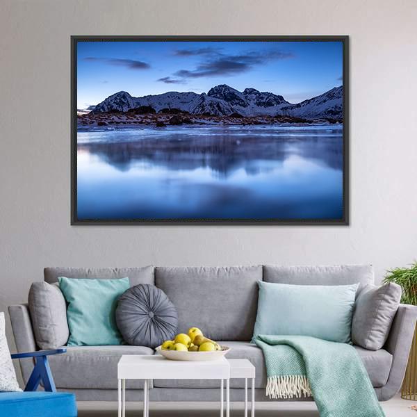Mountain Ridge & Lake Canvas Wall Art-3 Horizontal-Gallery Wrap-25" x 16"-Tiaracle