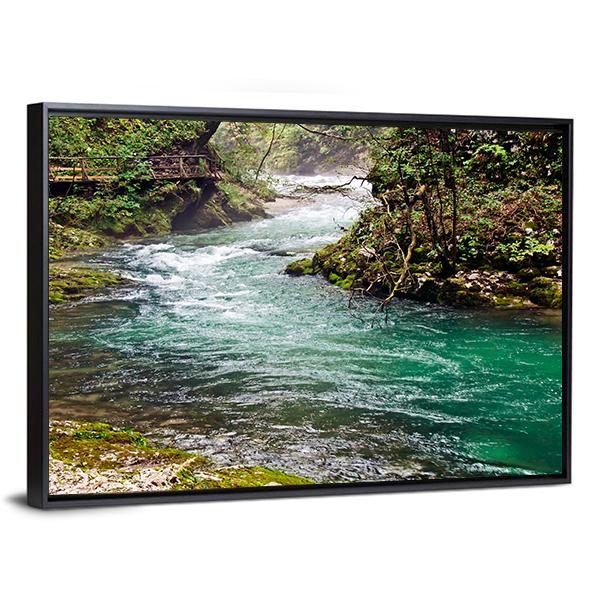 Mountain River Canvas Wall Art-3 Horizontal-Gallery Wrap-25" x 16"-Tiaracle