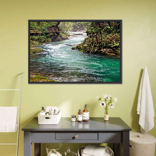 Mountain River Canvas Wall Art-3 Horizontal-Gallery Wrap-25" x 16"-Tiaracle