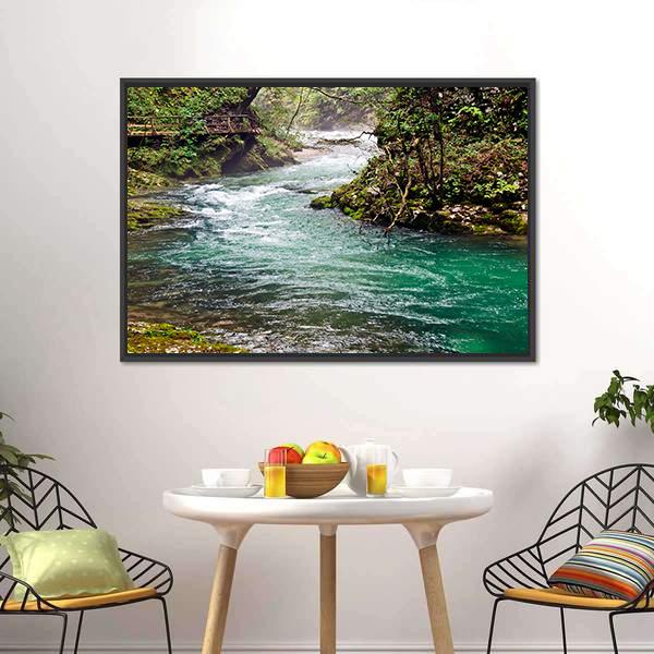 Mountain River Canvas Wall Art-3 Horizontal-Gallery Wrap-25" x 16"-Tiaracle