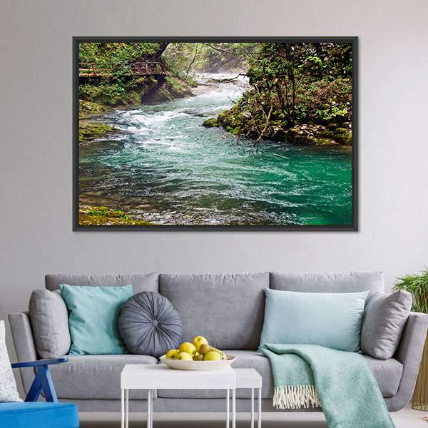 Mountain River Canvas Wall Art-3 Horizontal-Gallery Wrap-25" x 16"-Tiaracle