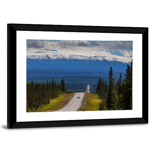 Mountain Road Alaska Canvas Wall Art-3 Horizontal-Gallery Wrap-25" x 16"-Tiaracle