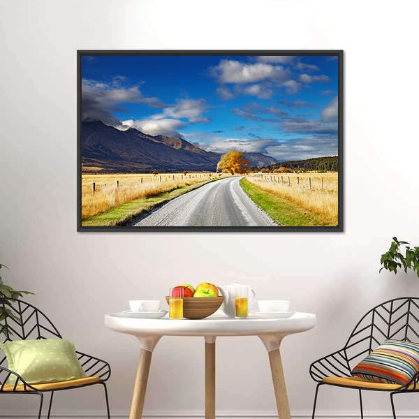 Mountain Road Under Clouds Canvas Wall Art-3 Horizontal-Gallery Wrap-25" x 16"-Tiaracle