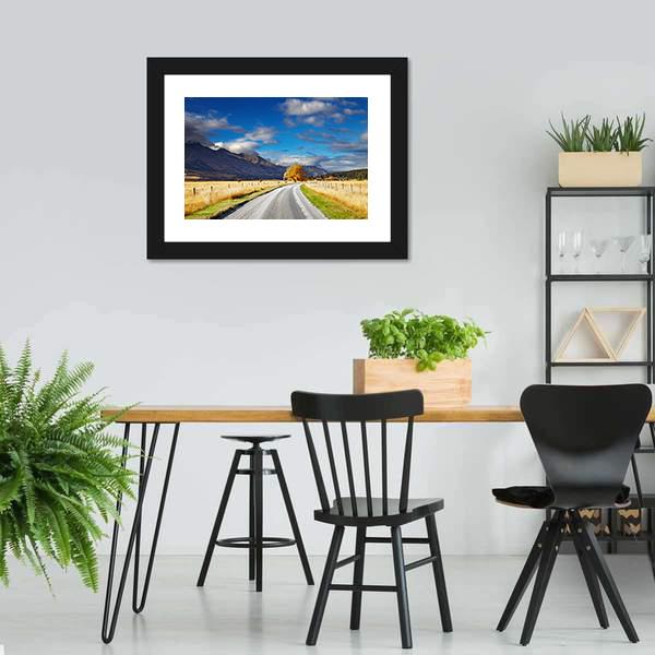 Mountain Road Under Clouds Canvas Wall Art-3 Horizontal-Gallery Wrap-25" x 16"-Tiaracle