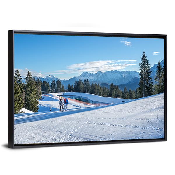 Mountain Skiing Slope Canvas Wall Art-3 Horizontal-Gallery Wrap-25" x 16"-Tiaracle