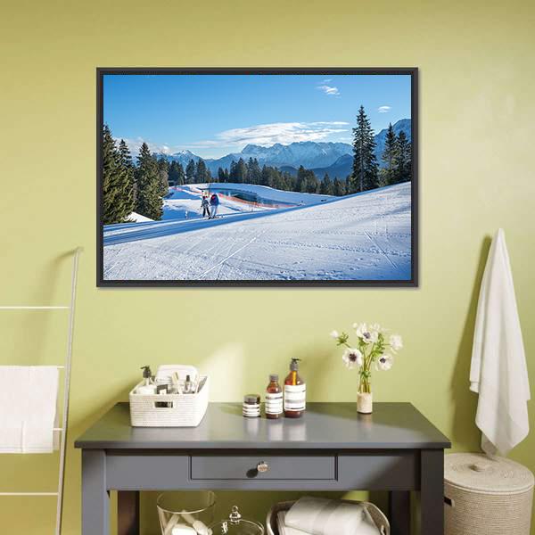 Mountain Skiing Slope Canvas Wall Art-3 Horizontal-Gallery Wrap-25" x 16"-Tiaracle