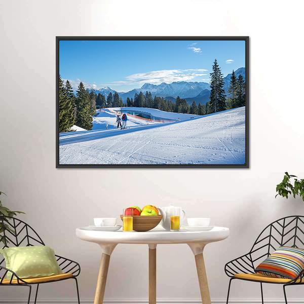 Mountain Skiing Slope Canvas Wall Art-3 Horizontal-Gallery Wrap-25" x 16"-Tiaracle