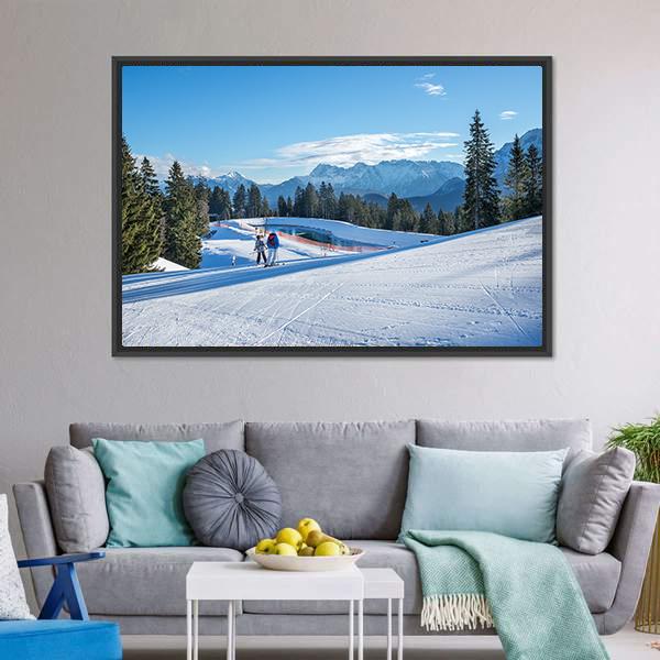 Mountain Skiing Slope Canvas Wall Art-3 Horizontal-Gallery Wrap-25" x 16"-Tiaracle