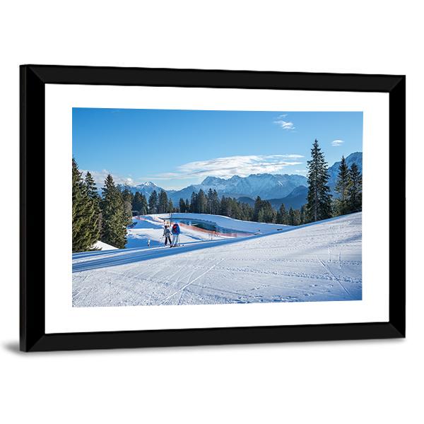 Mountain Skiing Slope Canvas Wall Art-3 Horizontal-Gallery Wrap-25" x 16"-Tiaracle