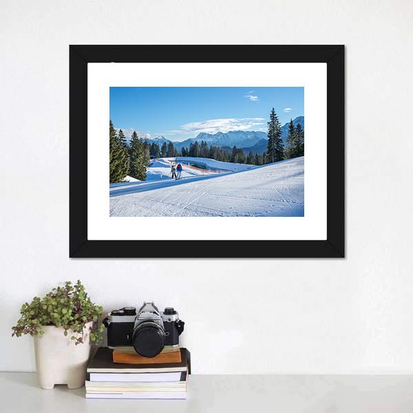 Mountain Skiing Slope Canvas Wall Art-3 Horizontal-Gallery Wrap-25" x 16"-Tiaracle