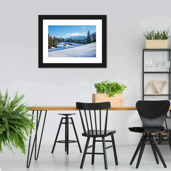 Mountain Skiing Slope Canvas Wall Art-3 Horizontal-Gallery Wrap-25" x 16"-Tiaracle