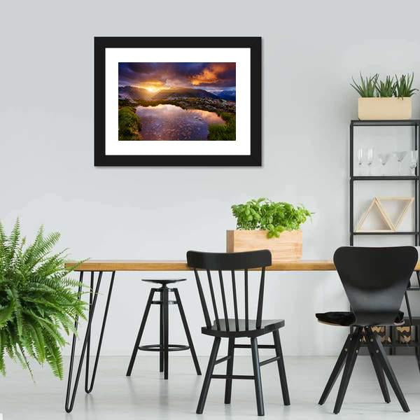 Mountain Slopes In Sunbeams Canvas Wall Art-3 Horizontal-Gallery Wrap-25" x 16"-Tiaracle