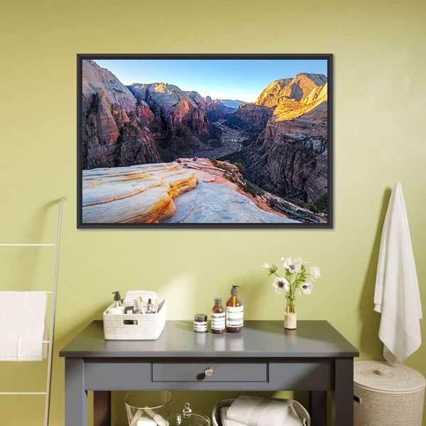 Mountain Valley In Zion Canvas Wall Art-3 Horizontal-Gallery Wrap-25" x 16"-Tiaracle