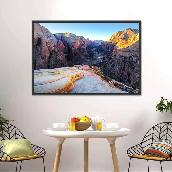 Mountain Valley In Zion Canvas Wall Art-3 Horizontal-Gallery Wrap-25" x 16"-Tiaracle