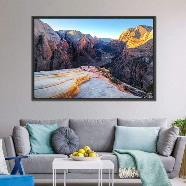Mountain Valley In Zion Canvas Wall Art-3 Horizontal-Gallery Wrap-25" x 16"-Tiaracle