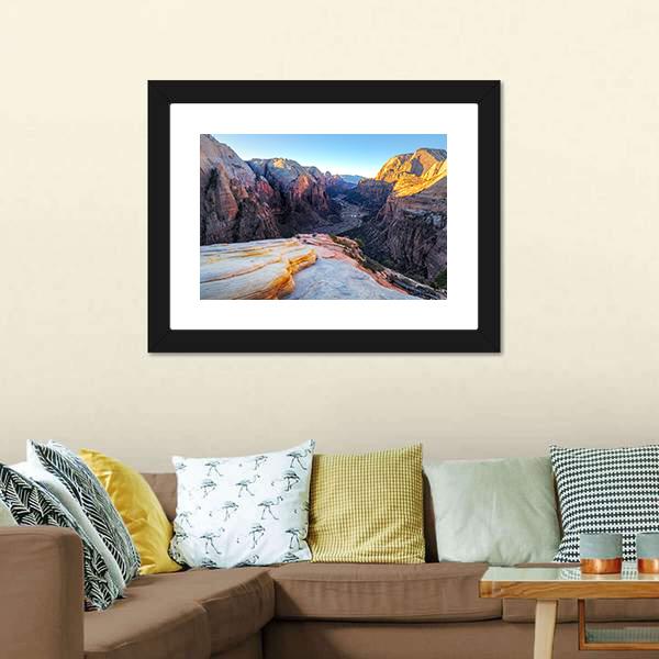 Mountain Valley In Zion Canvas Wall Art-3 Horizontal-Gallery Wrap-25" x 16"-Tiaracle