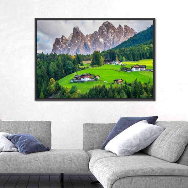 Mountain Village Italy Canvas Wall Art-1 Piece-Floating Frame-24" x 16"-Tiaracle