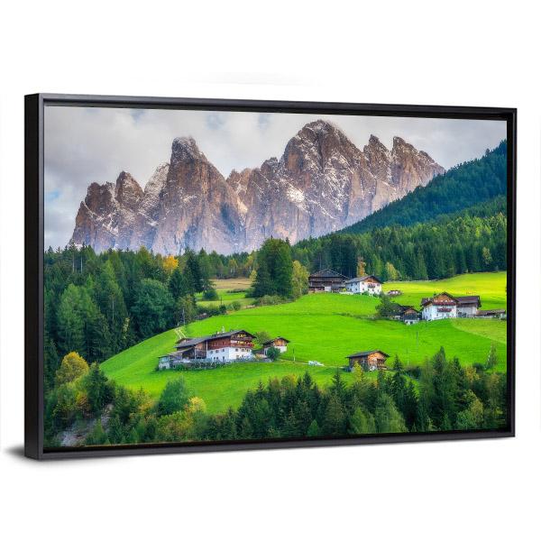 Mountain Village Italy Canvas Wall Art-1 Piece-Floating Frame-24" x 16"-Tiaracle
