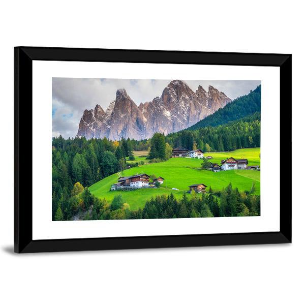 Mountain Village Italy Canvas Wall Art-1 Piece-Framed Print-20" x 16"-Tiaracle