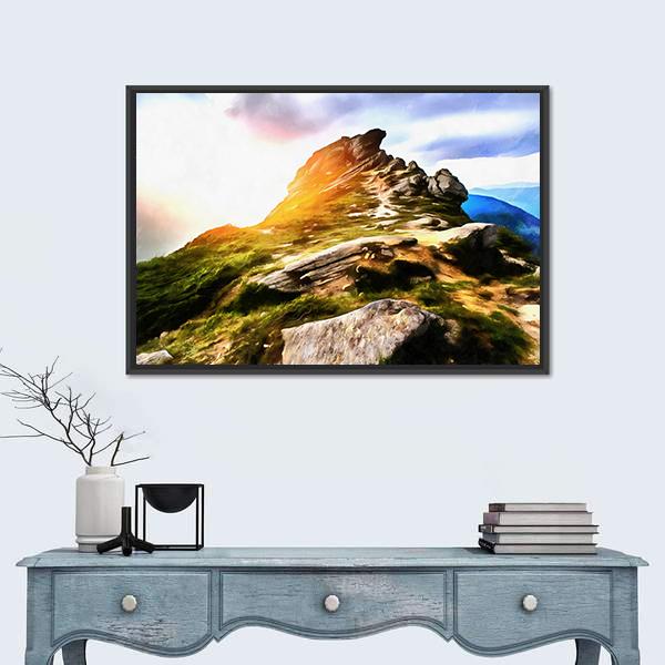 Mountain Watercolor Painting Canvas Wall Art-3 Horizontal-Gallery Wrap-25" x 16"-Tiaracle