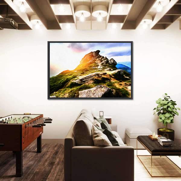Mountain Watercolor Painting Canvas Wall Art-3 Horizontal-Gallery Wrap-25" x 16"-Tiaracle