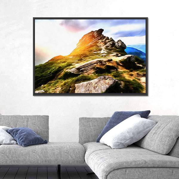 Mountain Watercolor Painting Canvas Wall Art-3 Horizontal-Gallery Wrap-25" x 16"-Tiaracle